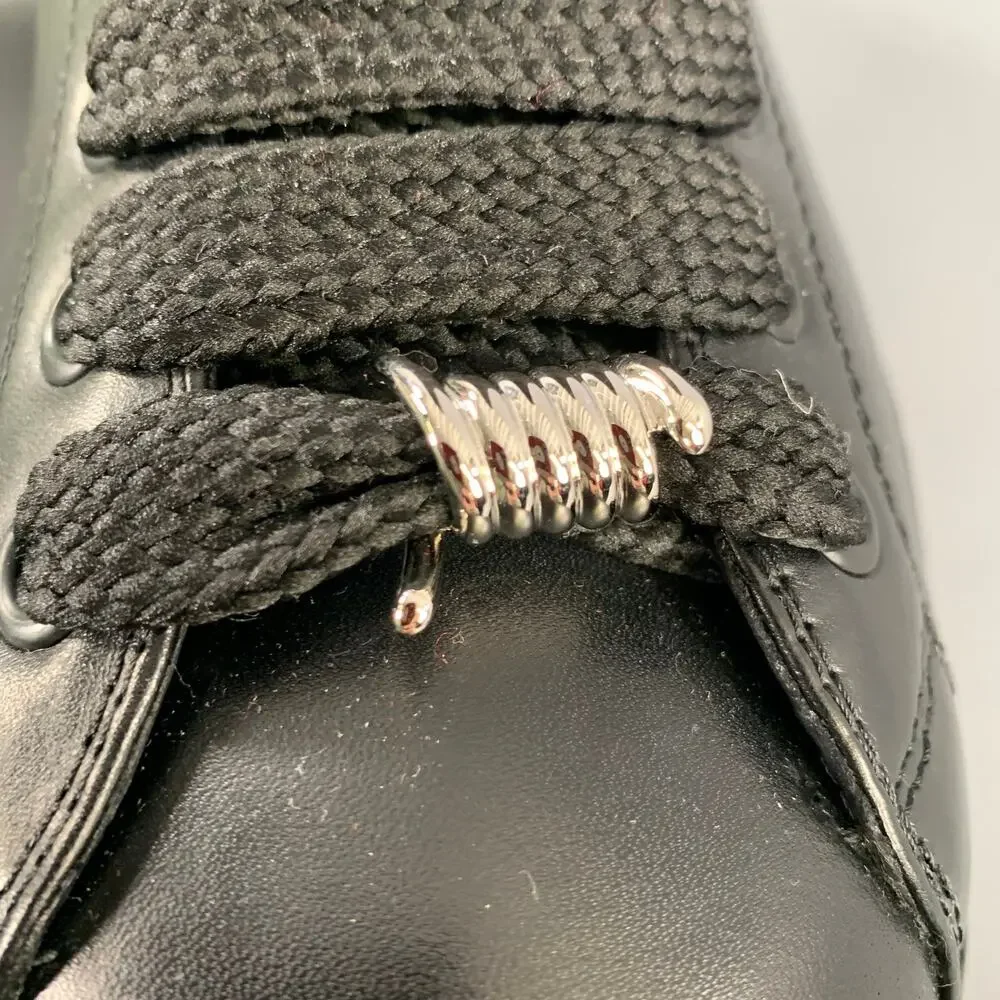 BURBERRY Size 10 Black Leather Lace Up Boots